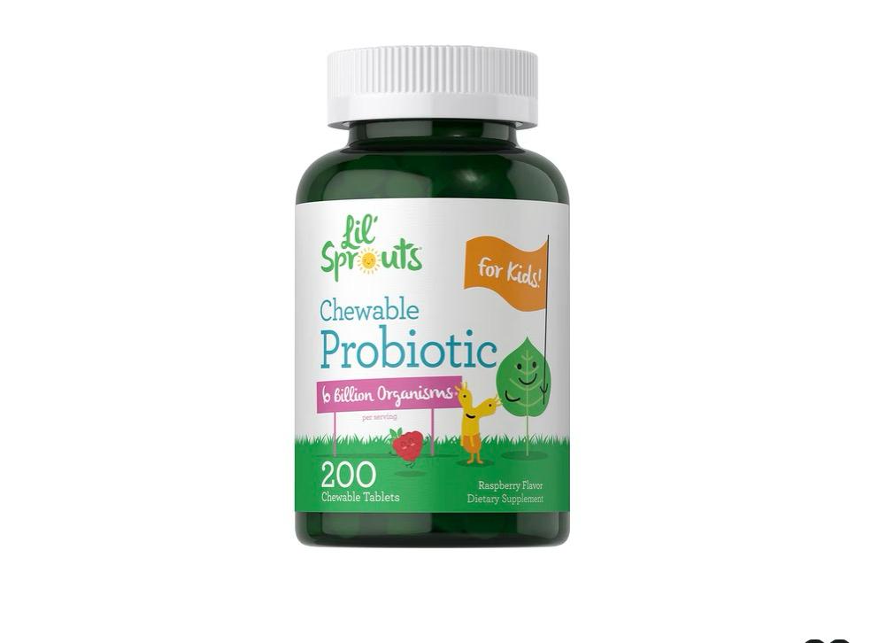 Lil Sprouts Raspberry Chewable Probiotic – 200 Tablets for Kids Digestive Support