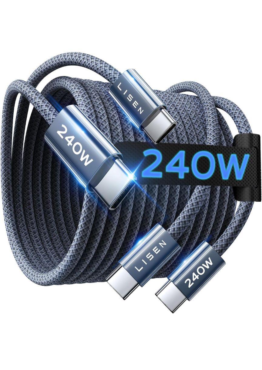 240W USB-C to USB-C Fast Charging Cable – Ultra Fast Type-C Charger (Heavy Duty Braided)